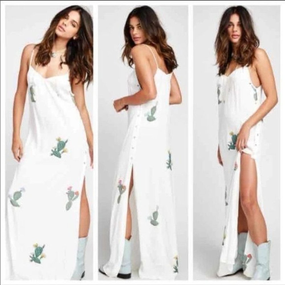 Wildfox Maxi Spaghetti Strap Side Button Slit Boh… - image 1